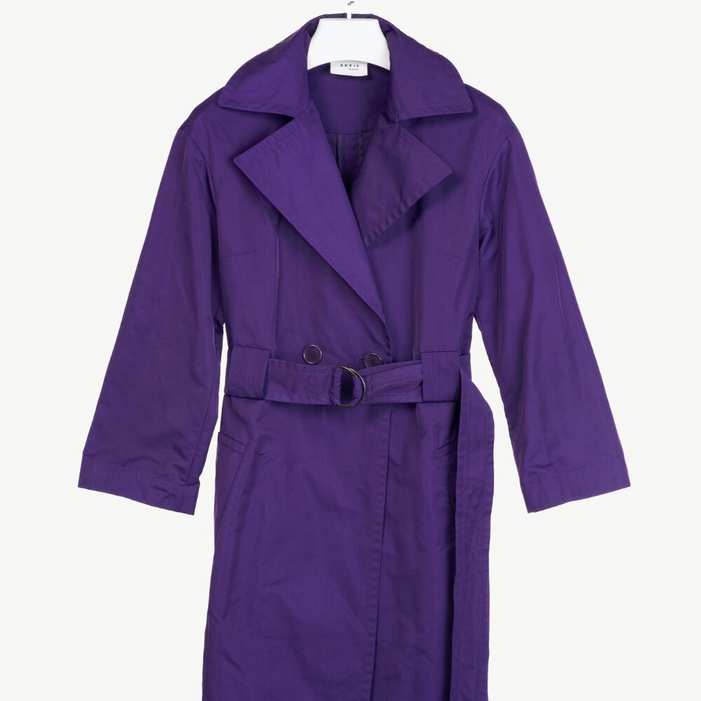 Akris Punto Purple Taffeta Belted Trench Coat